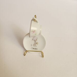 Enesco Precious Moments Porcelain Miniature Plate and Cup of The Month October